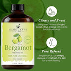 Handcraft Blends Bergamot Essential Oil – Huge 4 Fl Oz – 100% Pure and Natural – Premium Grade Essential Oil for Diffuser and Aromatherapy, Skin, Massage, Candle and Soap Making Fragrance