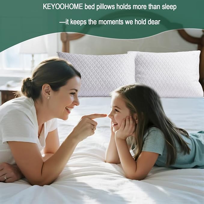 KEYOOHOME Shredded Memory Foam Pillows for Sleeping,Bed Pillows King Size Set of 2 Pack Cooling Adjustable,Good for Side and Back Sleeper with Washable Removable Cover