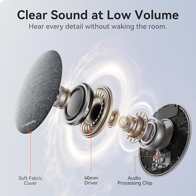 Kinglucky Pillow Speaker for Sleeping, Bluetooth Speaker Under Pillow with Built-in Pink Noise White Noise Sound Machine for Sleeping, White Noise Sound Machine with Sleep Pink Noise Music Grey