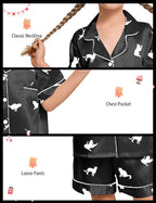 EPLAZA Kids Satin Pajamas Sets Girls Boys Button-Down Silky Pajamas Sleepwear with Hairband Eye Mask Hair Tie
