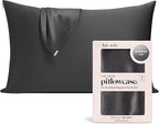 Kitsch Satin Pillowcase with Zipper for Hair & Skin - Softer Than Silk Pillow Cases, Smooth Cooling Satin Pillow Case, Wrinkle-Free, Machine Washable, Pillow Cases Standard Size 19x26 - Charcoal