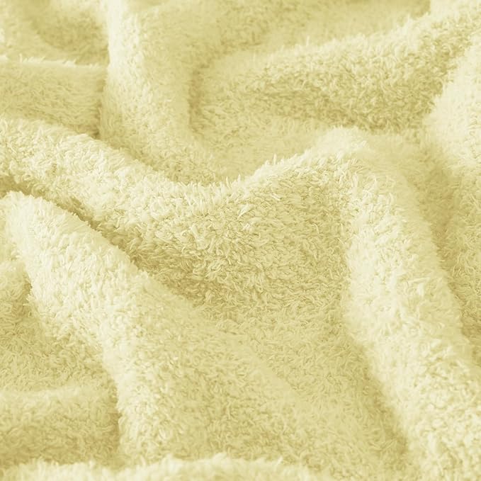 CYMULA Knit Throw Blanket for Couch Yellow - Super Soft Lightweight Plush Fuzzy Fluffy Cozy Blankets and Throws for Sofa Bed, 60 x 80 inches