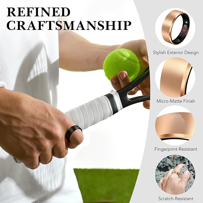 Smart Health Ring 2.0 for Women Men, Slim Scratch & Fingerprint Resistant Design, Efficient Chip Fitness Tracker, Monitors Heart, Blood Oxygen & Pressure, Sleep, Steps, Waterproof, Silver 12