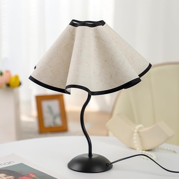 WSYEAR 3 Color Bedside Nightstand Lamp for Living Room and Bedroom - Traditional Tall Retro Desk Lamp with Black Base for Kids Reading