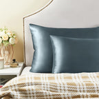 BEDELITE Satin Pillowcase for Hair and Skin, Super Soft and Cooling Similar to Silk Pillow Cases 2 Pack with Envelope Closure, Gift for Women Men(20"x36" King Size, Space Grey)
