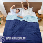 King Size Weighted Blanket for Adults (20 lbs, 80” x 87”, Navy & Blue) Cooling Heavy Blanket for Sleeping Perfect for 190-210 lbs, Breathable Blanket for Adults & Couple All Season, Machine Washable