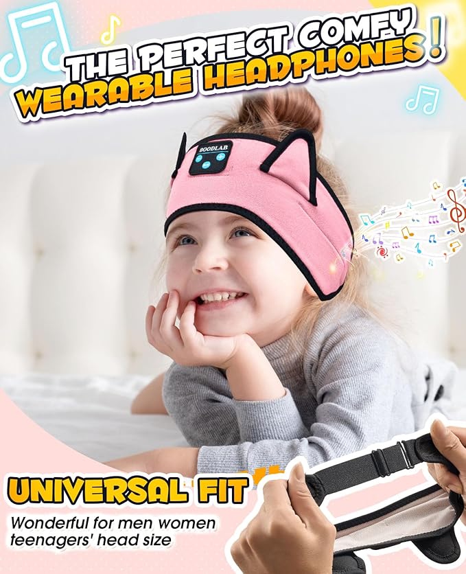 Kids Headphones, Headband for Children Baby & Toddlers, Bluetooth Toddler Headphones Wireless and Wired Playback 3.5 MM Jack for School, Stretchy & Comfy Travel Accessories