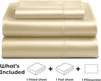 Satin Sheets Twin [3-Piece, Ivory] Hotel Luxury Silky Bed Sheets - Extra Soft 1800 Microfiber Sheet Set, Wrinkle, Fade, Stain Resistant - Deep Pocket Fitted Sheet, Flat Sheet, Pillow Cases