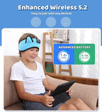 KIDSBAND Kids Headphones Bluetooth Headband Adjustable, Wireless Sleep Headphones for Kids with Wired Playback 3.5 MM Jack for Teens/Boys/Girls/Smartphones/School/Kindle/Airplane Travel/Plane/Tablet