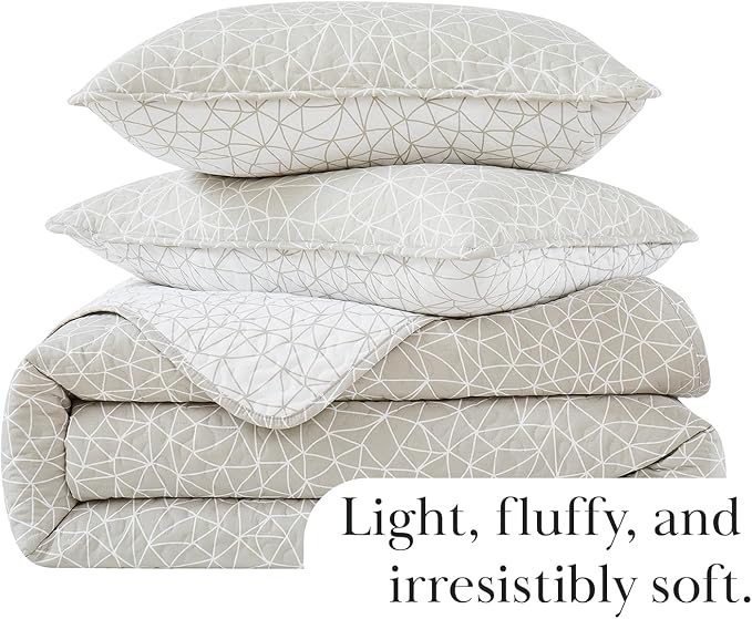 Southshore Fine Living, Inc. Farmhouse Bedspread, Full Size Quilt Set, Queen Coverlet, Light Weight Quilt, 3-Piece Set Geometric Bedding with Two Matching Pillow Shams, Full/Queen, Reversible Taupe
