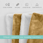 Elegant Comfort Throw Blanket, Reversible Sherpa Flannel, Ultra-Soft, Fuzzy, Cozy and Plush- All Season Lightweight Decorative Throw, 50 x 60 inches, Solid Sherpa Throw, Gold