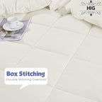 HIG 3pc Down Alternative Comforter Set - All Season Reversible Comforter with Sham - Quilted Duvet Insert with Corner Tabs - Box Stitched - Super Soft, Fluffy (Twin/Twin XL, Ivory)