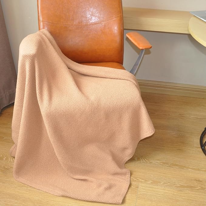 Khaki Waffle Texture Throw Blanket for Couch,Soft Cozy Cable Knit Throw for Bed Sofa Chair Living Room,Lightweight Warm Maximalist Decor Christmas Blanket,50"x60" (cr-A02)