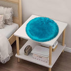 1.3ft Small Round Blue Rug,Thick Furry Fluffy Carpet for Teen,Sheepskin Fur Shaggy Circular Rug for Indoor Bedroom Room Living Room Nursery Decor Chair