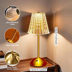 Metal Cordless Table Lamp Touching Control Crystal Lamp, Rechargeable Diamond Table Lamps with 3 Color Changing Light, Table Lamp Modern Style Bedside Lamp for Bedroom,Office,Bar,Wedding
