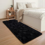 YJ.GWL Runner Rugs for Hallway, 2x4 Washable Small Black Bedside Rugs for Living Room Bedroom, Soft Fluffy Shaggy Indoor Floor Carpet for Kids Boy and Girls Room Nursery Home Decor Aesthetic