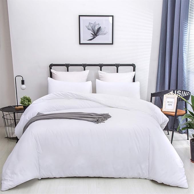 Luxlovery White Comforter Set King Plain White Bedding Comforter Set Solid King Bed Size Blanket Soft Minimalist Durable Fluffy Blanket Quilts Women Men