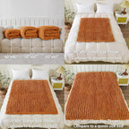 WESHIONGOO Chunky Knit Blanket Throw 51"×63" Knitted Throw Blankets for Couch Bed Fall Throw Blanket Fluffy Soft Blanket with Jumbo Chenille Yarn Thick 100% Handmade (Burnt Orange)