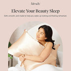 Kitsch Satin Pillowcase with Zipper for Hair & Skin - Softer Than Silk Pillow Cases, Cooling Satin Pillow Case, Wrinkle-Free, Machine Washable - Pillow Cases Standard Size 19x26 - Champagne