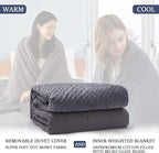 yescool Weighted Blanket with Cover for Adults (15 lbs, 48" x 72", Charcoal Gray) Heavy Blanket for Sleeping Perfect for 140-160 lbs, Twin Size Breathable Blanket with Premium Glass Bead