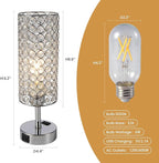 Crystal Table Lamp Touch Table Light Chrome Dimmable USB Charging Modern Bedside Lamps for Bedroom Night Stands Living Room (Bulb Included)