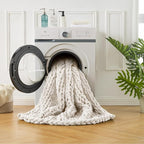 Ultra Soft Chunky Knit Throw Blanket 50x60 Hand Knitted Warm Chenille Throw, Home Decor Soft Thick Yarn Cable Knit Blanket Breathable Fleece Banket Christmas for Couch Bed Sofa Best GIF Gift