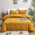 Luxlovery Mustard Yellow Comforter Set Full Dark Yellow Bedding Sets Full Size Ginger Quilts Blanket Comfy Lightweight Cozy Solid Color Comforter Set for Women Men