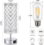 GZKPL Crystal Table Lamp, Touch Control Bedside Nightstand Desk Lamps Women Bedroom Decor Girly Bling Lamps with 2 USB Ports & Bulb Included for Home, Office, Living Room (Silver)