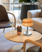 Mushroom Table Lamp for Bedroom, Cordless Mid Century Modern Lamp, Cute Egg Tart Small Night Light, 5000mAh Rechargeable Table Light for Living Room Nightstand Home Mushroom Decor Aesthetic (Copper)