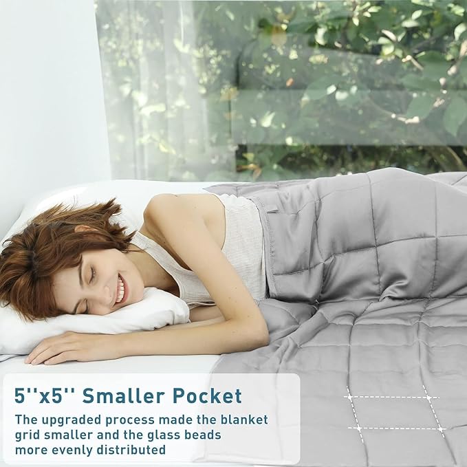 Weighted Idea Weighted Blanket for Adults (Light Grey,48"x72",12lbs) Cooling Breathable Heavy Blanket with Premium Glass Beads All-Season Soft Thick Comfort