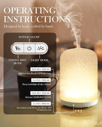 Onaboviva Essential Oil Diffuser - 2.4MHz Ultrasonic Glass Diffuser for Home, 120ml, Pulse&Continuous Mist, Bright/Dim/Breathing Lighting, Waterless Auto-Off, Aromatherapy Diffuser with USB Cable
