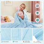 HOSUKKO Weighted Blanket - 7 lbs Lightblue Heavy Blanket - Breathable Blanket(41 * 60 inches, 7 lbs)