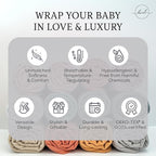 Premium Swaddle Blanket by BWD - 70% Viscose & 30% Organic Cotton, 47x47 Inches - Neutral Baby Swaddle Set for Newborns and Infants (Mustard)