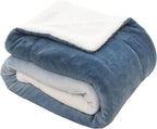 Elegant Comfort Throw Blanket, Reversible Sherpa Flannel, Ultra-Soft, Fuzzy, Cozy and Plush- All Season Lightweight Decorative Throw, 50 x 60 inches, Ombre Design Sherpa Throw, Blue (Pack of 2)