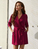 Senert Women's Silk Kimono Robe - Bride Bridesmaid Satin Sleepwear for Wedding Party - Short Silky Bathrobe