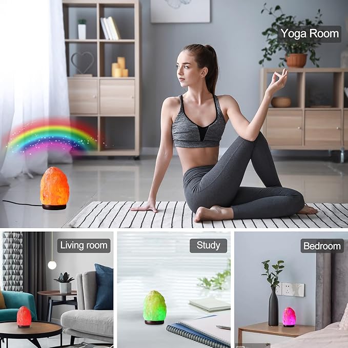 pursalt 5.5 Inch Himalayan Salt Lamp Night Light with Remote Control, Upgraded 16 Colors Changing & 4 Light Modes LED USB Salt Rock Lamp, Natural Crystal Pink Mini Small Salt Lamp for Home Decor