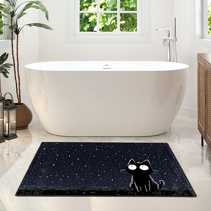 Cat Area Rug 2x3 ft Entry Rug Washable Boho Rugs Non Slip Low Pile Floral Door Mat Small Carpet for Bedroom, Bedside, Kids Room, Office, Dining Room