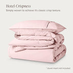 Bare Home 100% Organic Cotton Extra Long Duvet Cover Set - Crisp Percale Weave - Lightweight & Breathable - Cooling Duvet Cover Set (Twin/Twin XL, Dusty Pink)