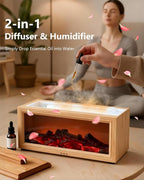 Essential Oil Diffuser, 7-Color Fireplace Fire Flame Aromatherapy Humidifier, 280ml Ultrasonic Aroma Diffuser Valentine's Day Gift with Time Sets and Remote Control for Bedroom Home Yoga Office