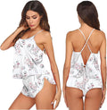 Ekouaer Silk Pajamas Set for Women Satin Backless Lingerie Pjs Cami Top and Shorts Nightwear