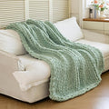Chunky Knit Blanket - Luxury Soft Cozy 60 * 80 Throw Blanket,100% Woven Blanket Rope Knot Throw Blanket for Couch, Sofa, Home Decor, Gift - Machine Washable (Sage Green, 60 * 80)