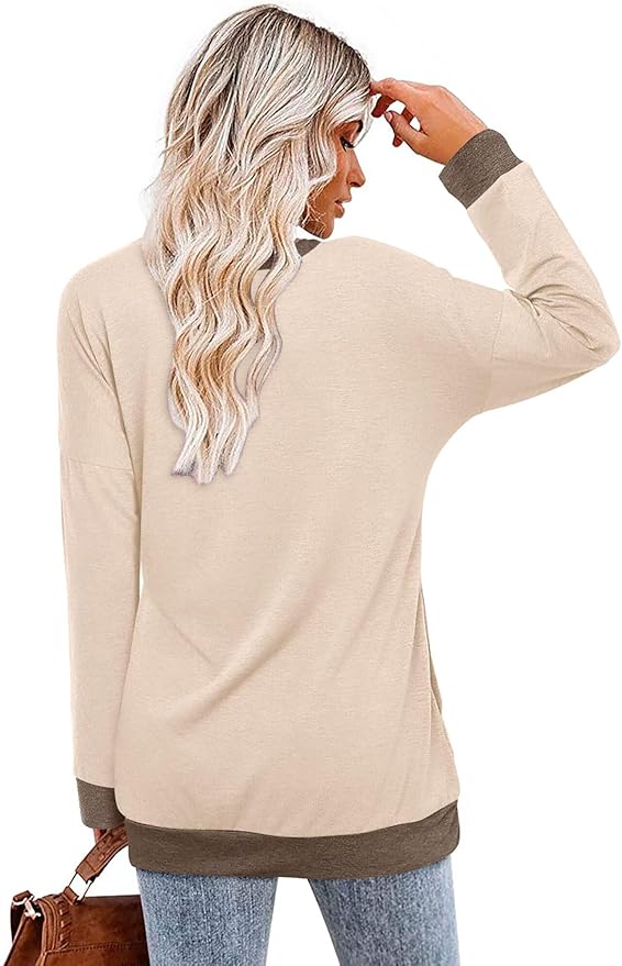 Magritta Women's Long Sleeve Leopard Color Block Tunic Comfy Crewneck T Shirt Tops Black XL