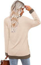 Magritta Women's Long Sleeve Leopard Color Block Tunic Comfy Crewneck T Shirt Tops Black XL