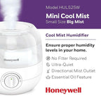 Honeywell Mini Cool Mist humidifier, Easy to Fill and Clean, humidifier for small Bedroom, Kids Rooms, or office. Ultra Quiet Operation and Auto Shut-Off - White, HUL525W