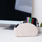QIELIZI Remote Control Holder, PU Leather Remote Caddy Desktop Organizer with 5 Spacious Compartments for TV Remotes/Media Controllers/Office Supplies (1-Carved3 White