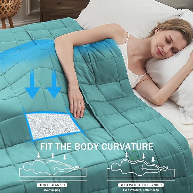 Teal Weighted Blanket for Adults 15lbs, 48"x72", Twin Full Size Cooling Heavy Throw Blanket for 120-160lbs, Microfiber Soft Thick Big Blankets Weighted Comforter Breathable Gift for Sleeping