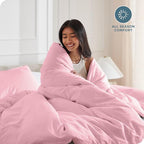 Bare Home Bedding Duvet Cover Extra Long Size - Premium 1800 Super Soft Collection - Lightweight, Cooling - Soft Breathable Bedding Duvet Cover (Twin/Twin XL, Light Pink)