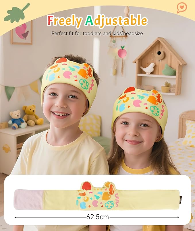 LC-dolida Kids Headband Headphones Sleep Headphones Bluetooth Headband- Comfortable Fit - Safe Volume Limited for Boys & Girls Children Learning, Sleep and Airplane (Yellow)