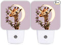 Giraffe Night Lights Plug Into Wall, Fanciful Nature-Inspired Roses Moon None Peach Plug in Night Light with Dusk to Dawn Sensor for Entryway Garage Stairs Decor 2pcs