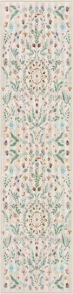 Lahome Chloe Insect Botanical Bathroom Beige Runners for Hallways, Non Slip Washable Kitchen Bathroom Carpet Runner,Soft Non Skid Indoor Rugs for Entryway Laundry Bedroom(Beige,2'6"x10')